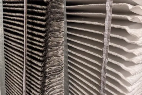 Air filter before and after cleaning